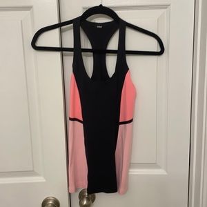 XS Lululemon pink and black colorblock tank top